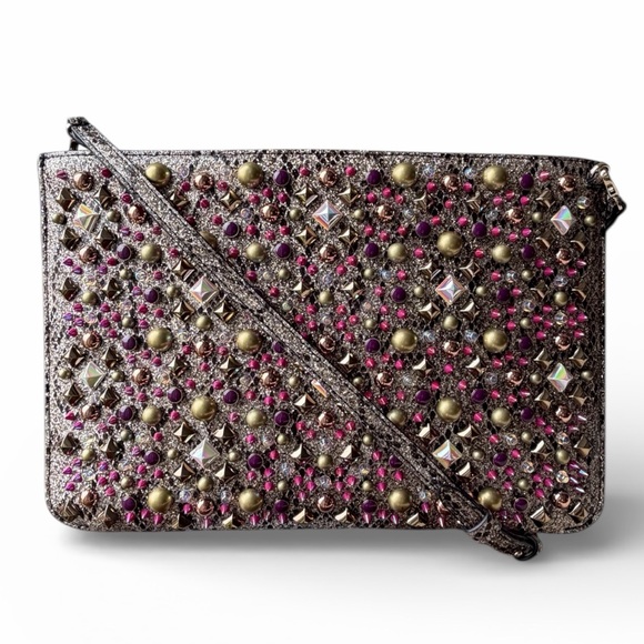 Christian Louboutin Miss Spikesfly Studded Crystal Loubiclutch Crossbody Clutch